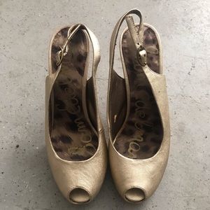 Sam Edelman Gold Peeptoe Sandals